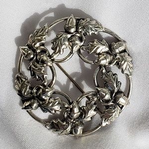 Vintage Danecraft Sterling Acorn Circle Pin